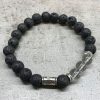 Lavastein-Armband – Bergkristall und Tribal