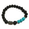 Lavastein-Armband – Türkis und Blatt