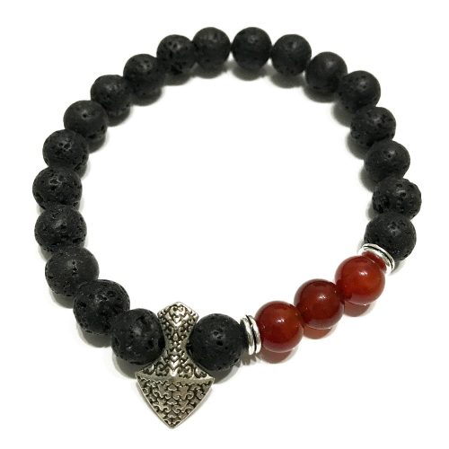 Lavastein-Armband – Karneol und Kopja