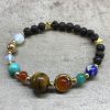 Lavastein-Armband – Goldenes Sonnensystem