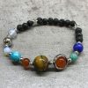 Lavastein-Armband – Silbernes Sonnensystem
