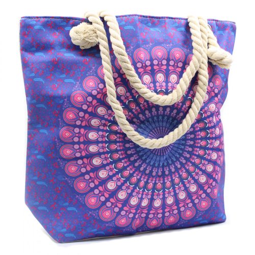 Mandala Tasche mit Kordelzug - Blau und Lila