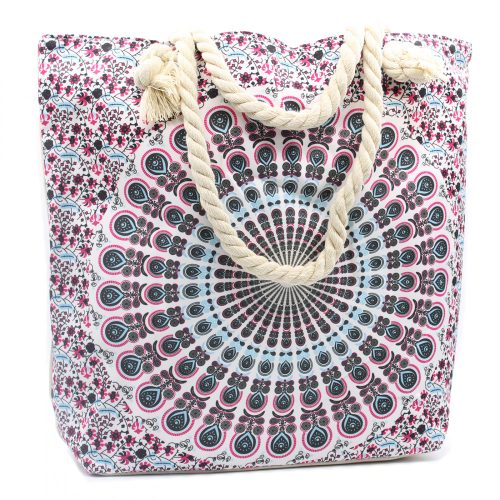 Mandala Tasche mit Kordelzug - Blau und Rosa