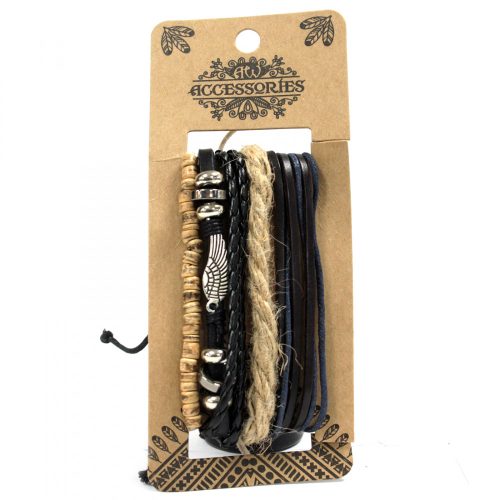Herrenarmband Set - Metall und Leder