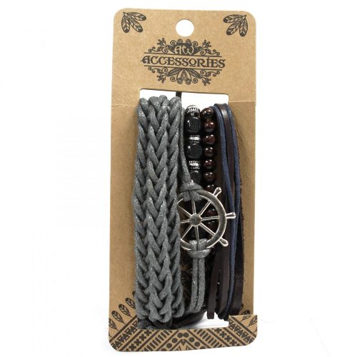 Herrenarmband Set - Metall und Leder