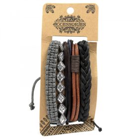 Férfias Karkötő Szett - Vas és Bőr