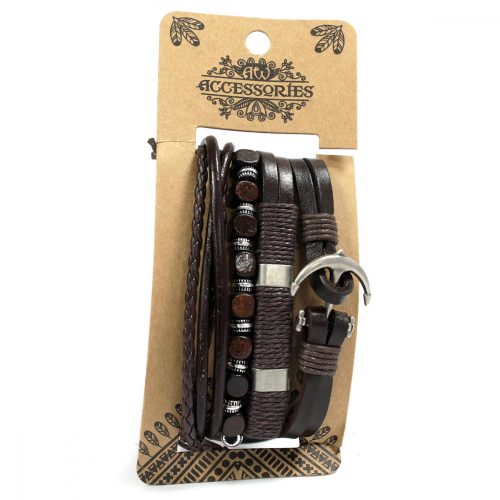 Herrenarmband Set - Metall und Leder