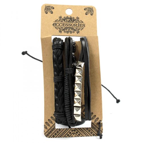 Männliches Armband-Set – Schwarz und stilvoll