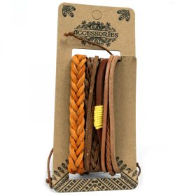 Férfias Karkötő Szett - Barna és Eredeti