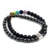 Doppelmagnetische Edelsteinarmbänder – Schwarzer Achat Chakra