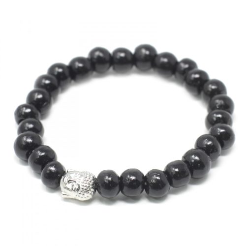 Dunkles Holz Perlen Buddha Armband