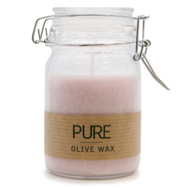 Olivenwachskerze im Glas 120x70 – Rosa