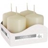 4er-Set Zylinderkerzen 40 x 60 mm – cremefarben
