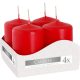 4er-Set Zylinderkerzen 40 x 60 mm – rot
