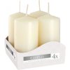 4er-Set Zylinderkerzen 40 x 80 mm – cremefarben