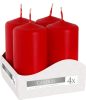 4er-Set Zylinderkerzen 40 x 80 mm – rot