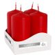 4er-Set Zylinderkerzen 40 x 80 mm – rot