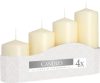 4er-Set Zylinderkerzen 50 mm (11/16/22/33H) – cremefarben