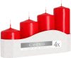 4er-Set Zylinderkerzen 50 mm (11/16/22/33H) – rot