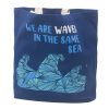 Baumwoll-Leinwandtasche mit Druck - We are Waves - Grau, Blau und Natur