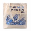 Baumwoll-Leinwandtasche mit Druck - We are Waves - Grau, Blau und Natur
