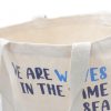 Baumwoll-Leinwandtasche mit Druck - We are Waves - Grau, Blau und Natur
