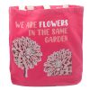 Baumwoll-Leinwandtasche mit Druck - We are Flowers - Olivgrün, Rosa und Natur
