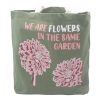 Baumwoll-Leinwandtasche mit Druck - We are Flowers - Olivgrün, Rosa und Natur