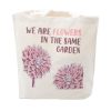 Baumwoll-Leinwandtasche mit Druck - We are Flowers - Olivgrün, Rosa und Natur