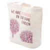 Baumwoll-Leinwandtasche mit Druck - We are Flowers - Olivgrün, Rosa und Natur