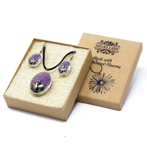 Schmuck mit echten Blumen – Lebensbaum-Set – Lila
