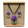 Schmuck mit echten Blumen – Lebensbaum-Set – Lila