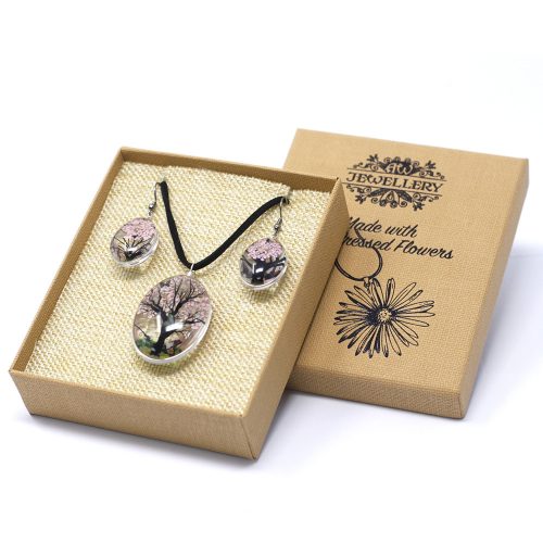 Schmuck mit echten Blumen – Lebensbaum-Set – Puderrosa