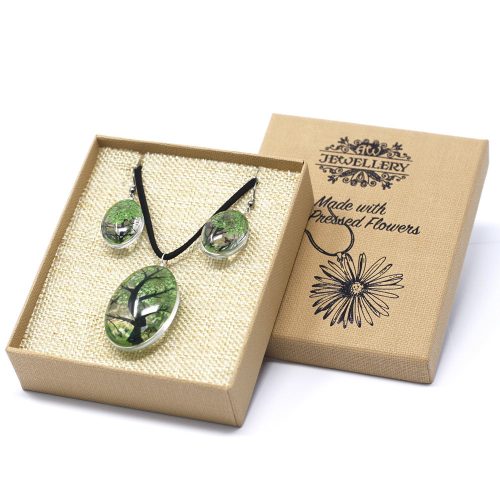 Schmuck mit echten Blumen – Lebensbaum-Set – Grün