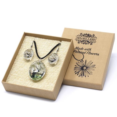 Schmuck mit echten Blumen – Lebensbaum-Set – Weiß