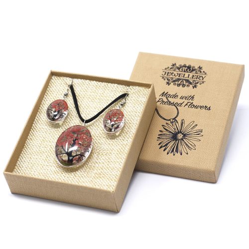 Schmuck mit echten Blumen – Lebensbaum-Set – Koralle