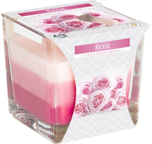 Regenbogen-Duftkerze im Glas-Rose