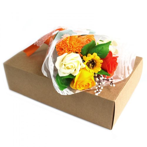 Seifenblumen Strauß in der Box - Orange