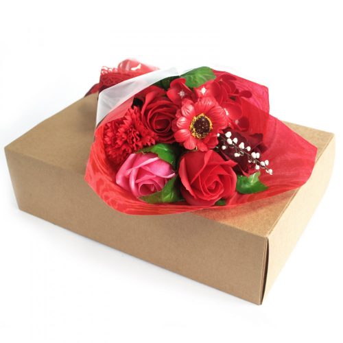 Seifenblumen-Strauß in Box - Rot