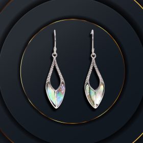 Kagyló és Ezüst Fülbevaló - Hegyes Csepp - Abalone