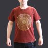 Stone Washed T-Shirt, Größe S- Mandala - Kastanienbraun
