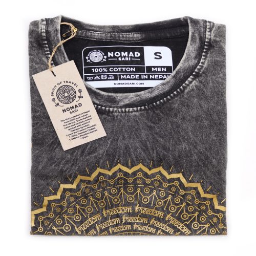 Stone Washed T-Shirt, Größe S- Mandala - Grey