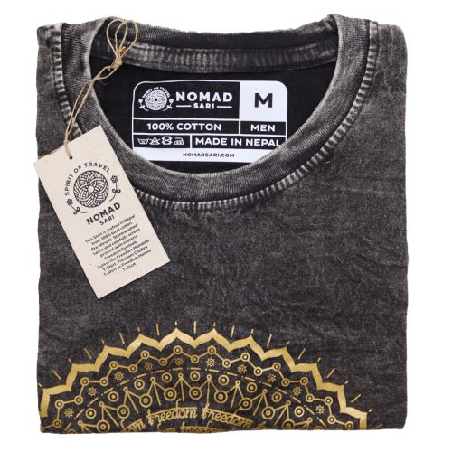 Stone Washed T-shirt, Größe M - Mandala - Grey