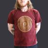 Stone Washed T-shirt, Größe L - Mandala - Kastanienbraun