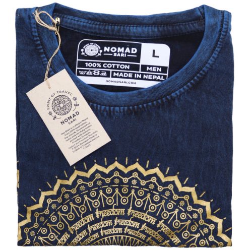 Stone Washed T-shirt, Größe L - Mandala - Blue