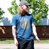 Stone Washed T-shirt, Größe L - Mandala - Blue