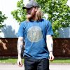 Stone Washed T-shirt, Größe L - Mandala - Blue
