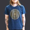 Stone Washed T-shirt, Größe L - Mandala - Blue