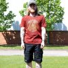Stone Washed T-Shirt, Größe XL - Mandala - Kastanienbraun