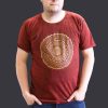 Stone Washed T-Shirt, Größe XL - Mandala - Kastanienbraun